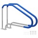 Swimming pool handrail made of 316 stainless steel with blue grip cover, designed for safety and easy installation.